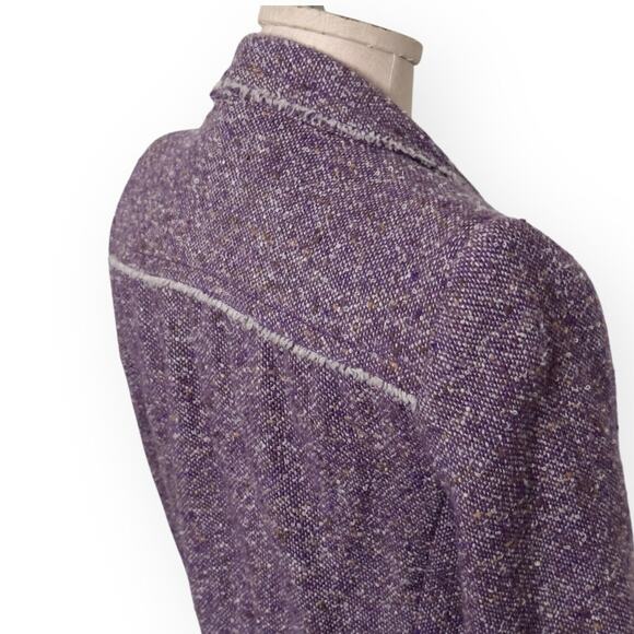 Vintage MARC JACOBS 100%Wool Purple Tweed Blazer Jacket Frayed Hem Classic RARE - Picture 5 of 13
